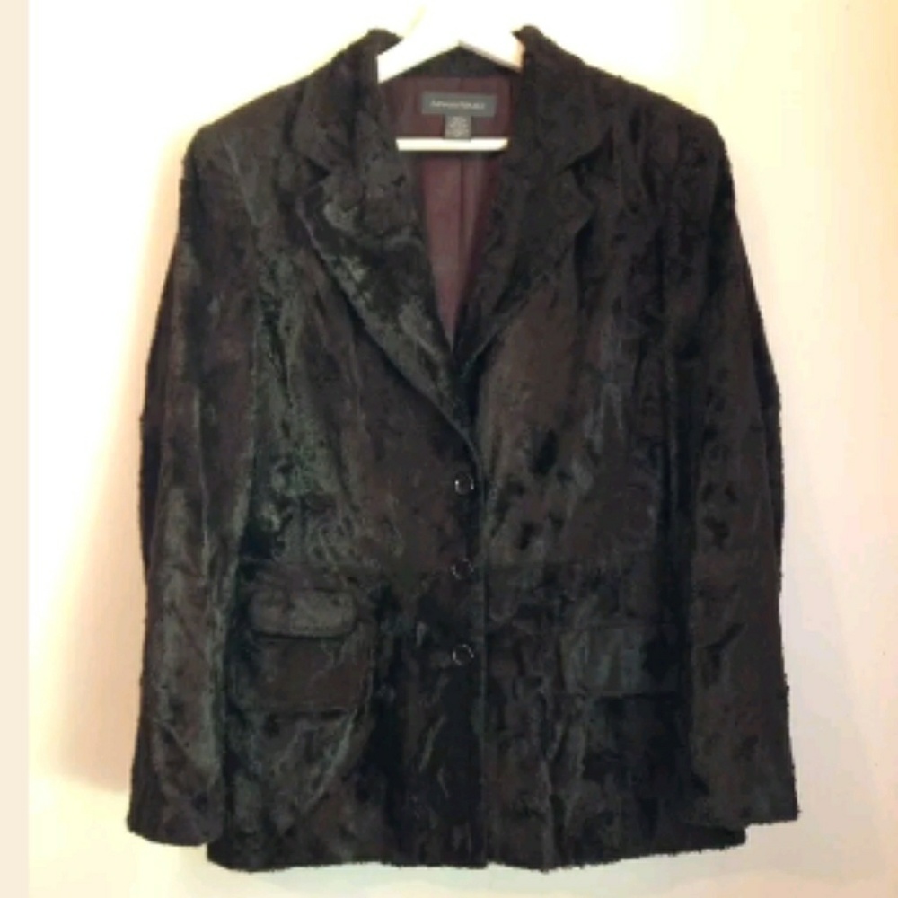 Banana Republic Brown Faux Fur Jacket Blazer Sz 14